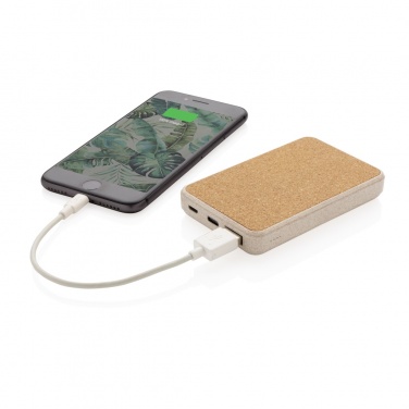 Logo trade business gifts image of: Cork and Wheat 5.000 mAh pocket powerbank