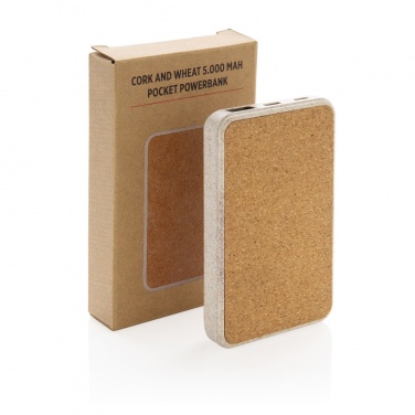 Logotrade promotional giveaway image of: Cork and Wheat 5.000 mAh pocket powerbank