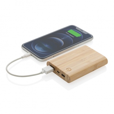 Logo trade promotional giveaway photo of: Bamboo 5.000 mAh powerbank