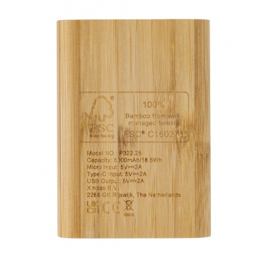 Logotrade promotional gift image of: Bamboo 5.000 mAh powerbank