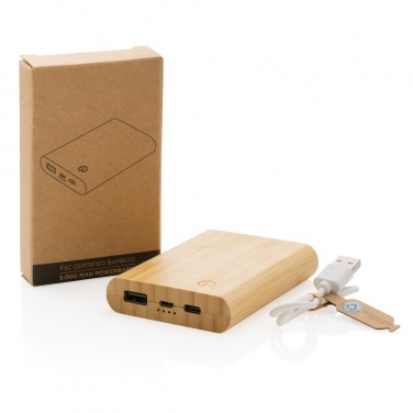 Logo trade promotional item photo of: Bamboo 5.000 mAh powerbank