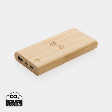Logo trade promotional gift photo of: Bamboo 8.000 mAh 5W wireless powerbank