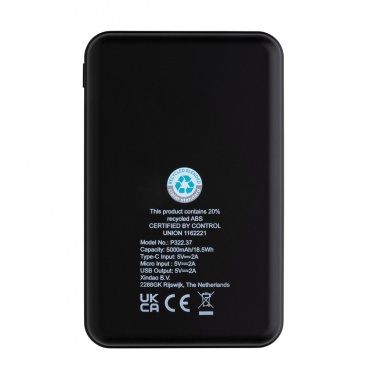 Logotrade promotional merchandise image of: RCS recycled plastic 5.000 mAh Powerbank