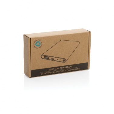 Logo trade business gift photo of: RCS recycled plastic/aluminum 4000 mah powerbank with type C