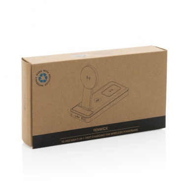 Logo trade promotional giveaways picture of: Fenwick RCS recycled plastic 10000mah  3 in 1 fast powerbank