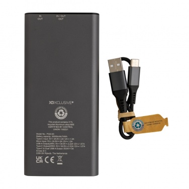 Logotrade promotional products photo of: Terra RCS recycled 20W aluminium powerbank 20.000 mAh