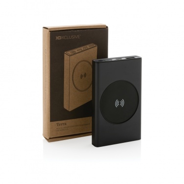 Logo trade promotional gifts picture of: Terra RCS recycled aluminium 5000 mAh powerbank 5W wireless