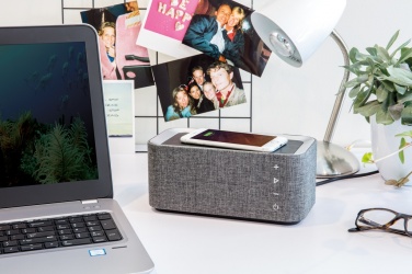 Logo trade promotional product photo of: Vogue wireless charging speaker