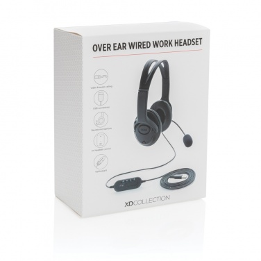 Logo trade promotional giveaways image of: Over ear wired work headset