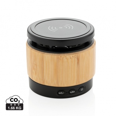 Logo trade promotional items picture of: Bamboo wireless charger speaker