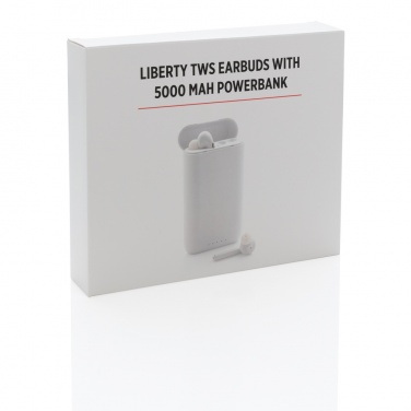 Logo trade promotional merchandise image of: Liberty TWS earbuds with 5.000 mAh powerbank