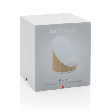 Logo trade promotional gifts image of: Ovate bamboo 5W speaker with 15W wireless charger
