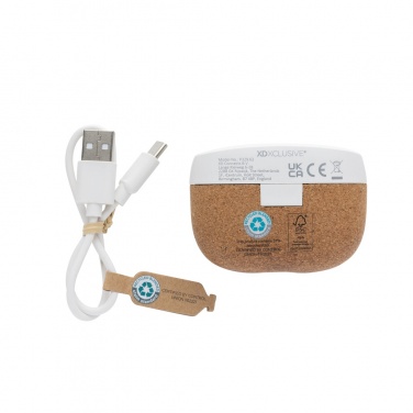Logo trade promotional item photo of: Oregon RCS recycled plastic and cork TWS earbuds