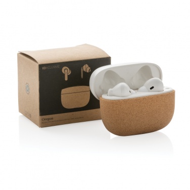 Logotrade promotional product picture of: Oregon RCS recycled plastic and cork TWS earbuds