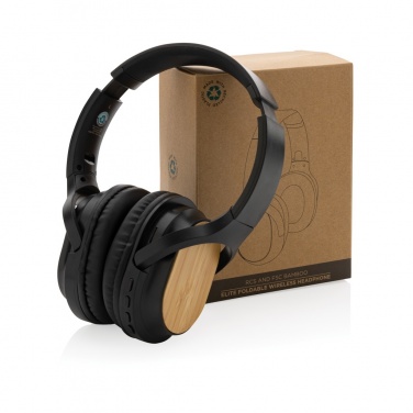 Logo trade promotional products picture of: RCS and bamboo Elite Foldable wireless headphone