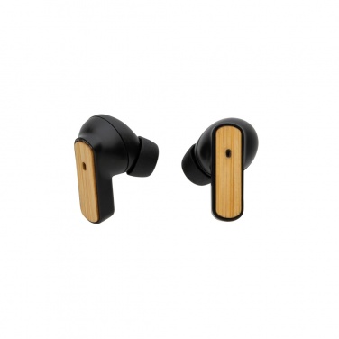 Logotrade promotional item picture of: RCS recycled plastic & bamboo TWS earbuds