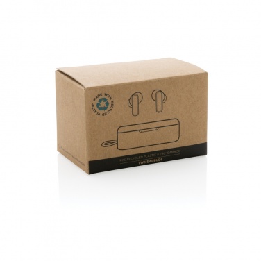 Logotrade promotional gifts photo of: RCS recycled plastic & bamboo TWS earbuds
