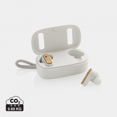 Logotrade advertising product picture of: RCS recycled plastic & bamboo TWS earbuds