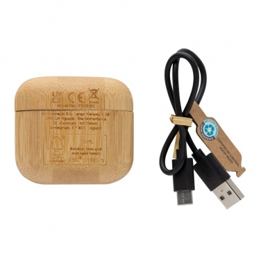 Logo trade advertising product photo of: Bamboo TWS earbuds with RCS recycled plastic
