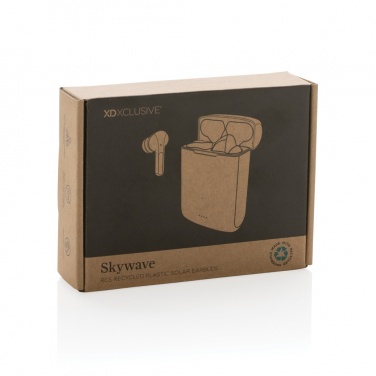 Logo trade promotional merchandise image of: Skywave RCS recycled plastic solar earbuds