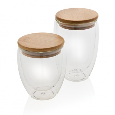 Logotrade advertising product image of: Double wall borosilicate glass with bamboo lid 350ml 2pc set