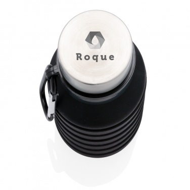 Logo trade promotional items image of: Leakproof collapsible silicone bottle with lid