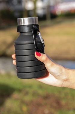 Logo trade advertising product photo of: Leakproof collapsible silicone bottle with lid