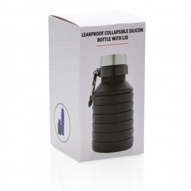 Logo trade business gifts image of: Leakproof collapsible silicone bottle with lid