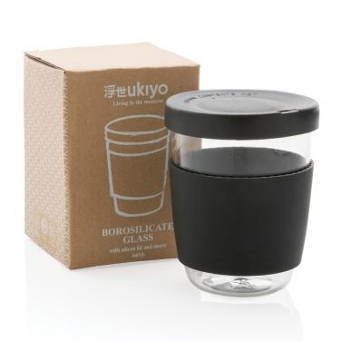 Logo trade promotional items image of: Ukiyo borosilicate glass with silicone lid and sleeve