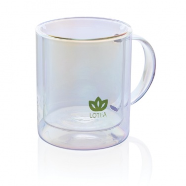 Logo trade business gift photo of: Deluxe double wall electroplated glass mug