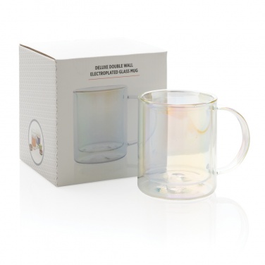 Logo trade promotional product photo of: Deluxe double wall electroplated glass mug