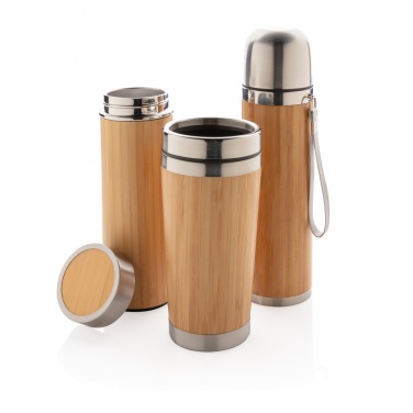 Logotrade promotional gift picture of: Bamboo vacuum travel flask