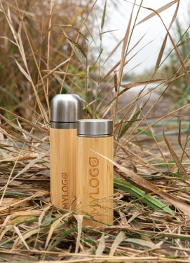 Logo trade promotional giveaways image of: Bamboo vacuum travel flask