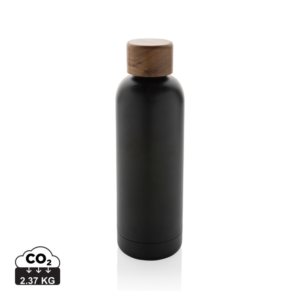 Logotrade promotional item picture of: Wood RCS certified recycled stainless steel vacuum bottle