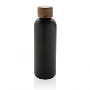 Logo trade promotional giveaway photo of: Wood RCS certified recycled stainless steel vacuum bottle