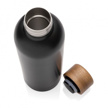 Logo trade promotional products image of: Wood RCS certified recycled stainless steel vacuum bottle