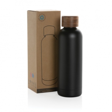 Logo trade promotional gifts picture of: Wood RCS certified recycled stainless steel vacuum bottle