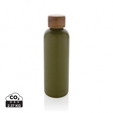 Logotrade promotional item image of: Wood RCS certified recycled stainless steel vacuum bottle