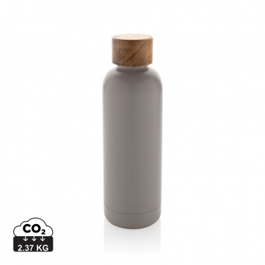 Logotrade promotional item image of: Wood RCS certified recycled stainless steel vacuum bottle