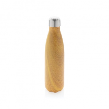 Logo trade promotional merchandise photo of: Vacuum insulated stainless steel bottle with wood print