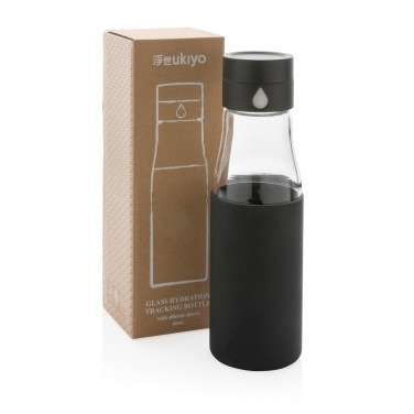 Logotrade advertising products photo of: Ukiyo glass hydration tracking bottle with sleeve