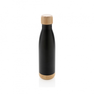 Logo trade promotional items image of: Vacuum stainless steel bottle with bamboo lid and bottom