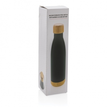 Logotrade advertising product image of: Vacuum stainless steel bottle with bamboo lid and bottom