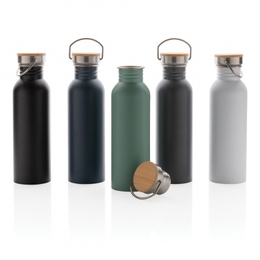 Logo trade promotional gifts image of: Modern stainless steel bottle with bamboo lid
