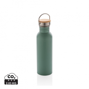 Logo trade business gifts image of: Modern stainless steel bottle with bamboo lid