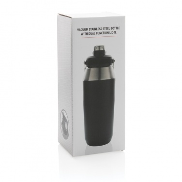 Logo trade advertising products image of: Vacuum stainless steel dual function lid bottle 1L