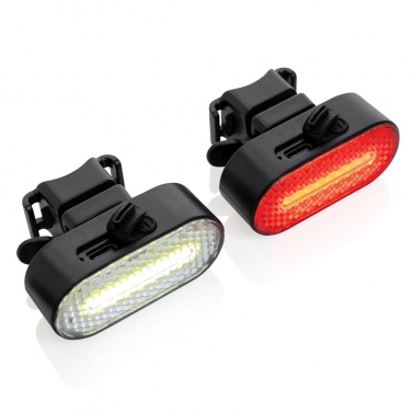 Logo trade corporate gifts picture of: Lumino RCS recycled plastic USB re-chargeable bike light set