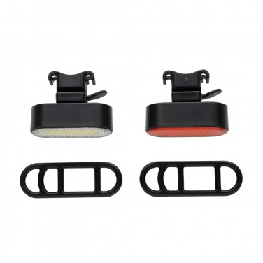 Logo trade advertising products image of: Lumino RCS recycled plastic USB re-chargeable bike light set