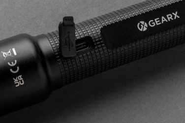 Logo trade promotional giveaway photo of: Gear X RCS recycled aluminum USB-rechargeable torch large
