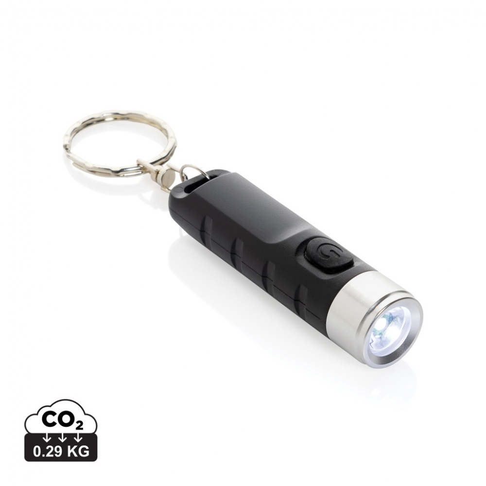 Logo trade promotional items picture of: Globix RCS recycled plastic USB re-chargeable keychain torch